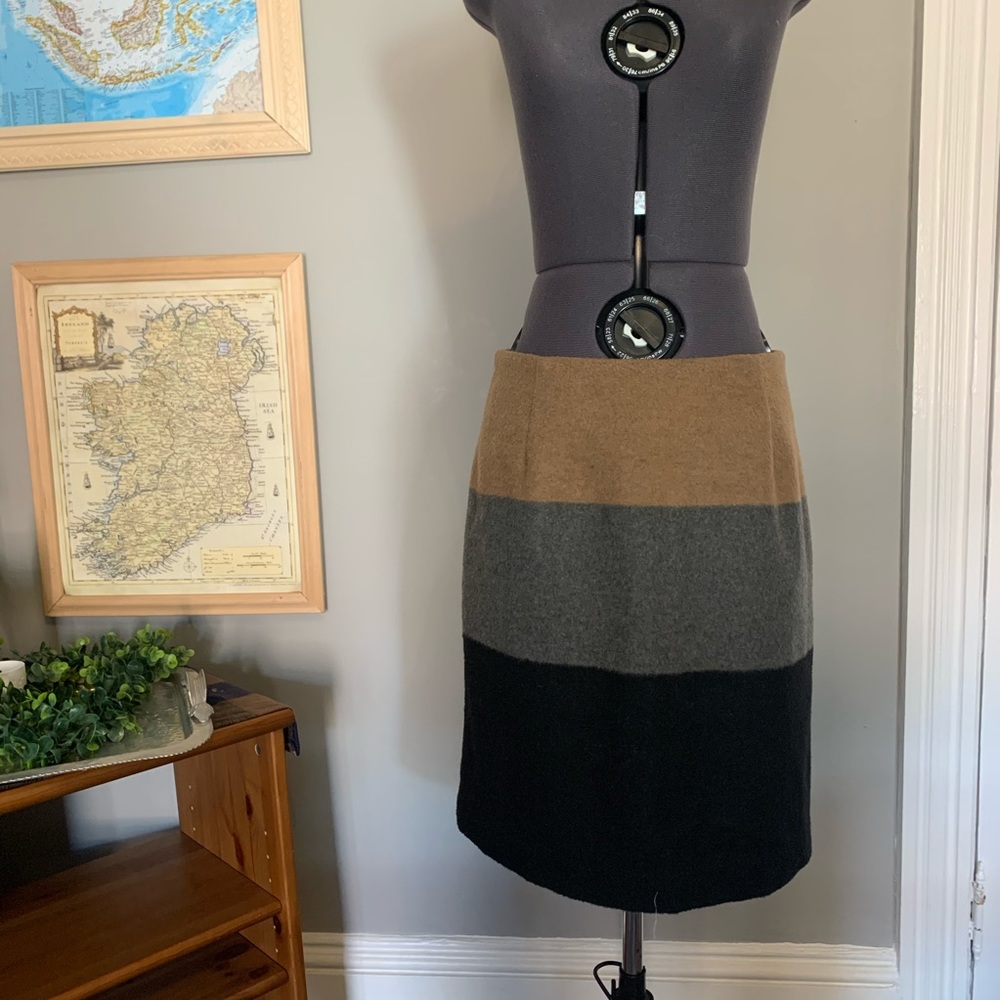 Amanda + Chelsea Brown Grey Black Striped Skirt